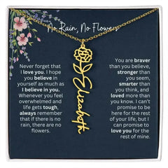 Birth Flower Necklace With Name I No Rain - No Flowers | Unique Jewelry for Daughter from Dad - Femstylo