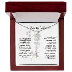 Birth Flower Necklace With Name I No Rain - No Flowers | For Bonus Daughter - Femstylo