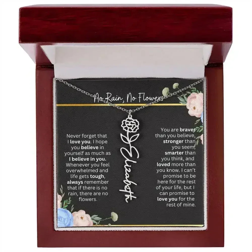 Inspirational No Rain No Flowers Necklace - Femstylo