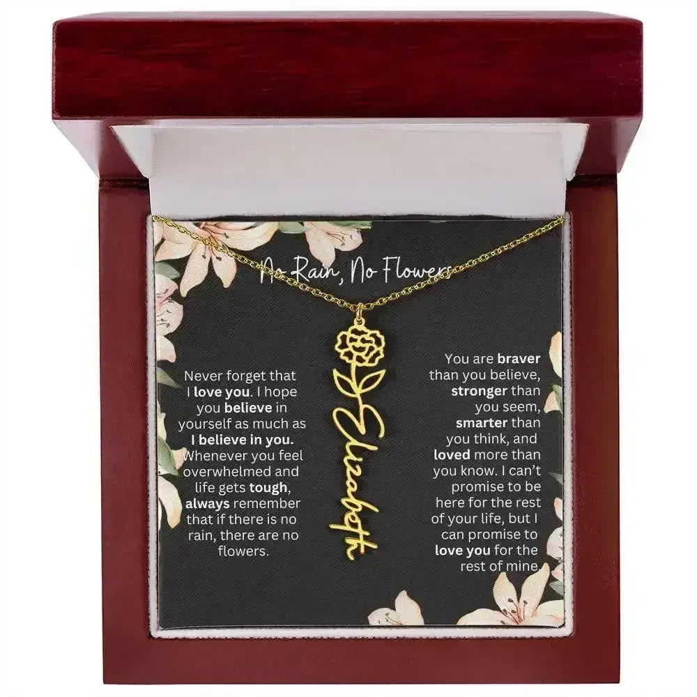 To My Beautiful Daughter Necklace I Birth Flower Necklace With Name I No Rain - No Flowers - Femstylo