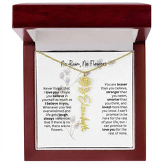 Birth Flower Necklace With Name I No Rain - No Flowers | For Bonus Daughter - Femstylo