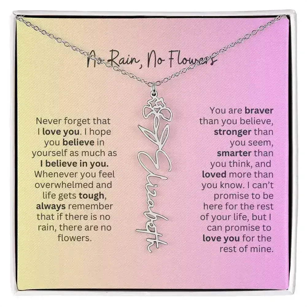 No Rain - No Flowers I Birth Necklace I Name Necklace I Pink - Femstylo