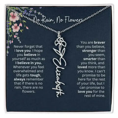 Birth Flower Necklace With Name I No Rain - No Flowers | Unique Jewelry for Daughter from Dad - Femstylo
