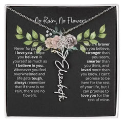 Birth Flower Necklace With Name I No Rain - No Flowers | Elegant Gift for Daughter - Femstylo