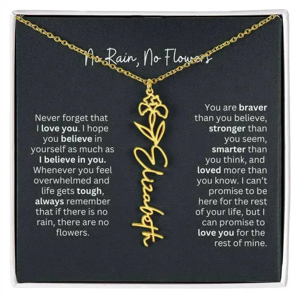 No Rain - No Flowers I Birth Necklace I Name Necklace - Femstylo
