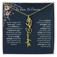 Birth Flower Necklace With Name I No Rain - No Flowers | Unique Jewelry for Daughter from Dad - Femstylo