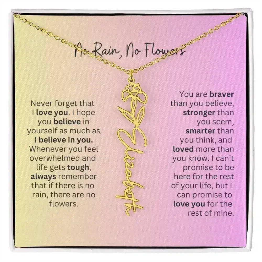 No Rain - No Flowers I Birth Necklace I Name Necklace I Pink - Femstylo