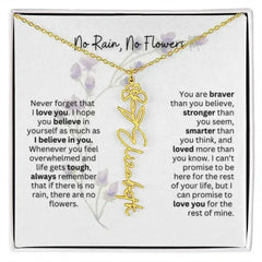 Birth Flower Necklace With Name I No Rain - No Flowers | For Bonus Daughter - Femstylo