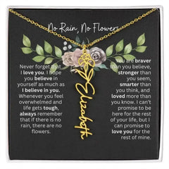 Birth Flower Necklace With Name I No Rain - No Flowers | Elegant Gift for Daughter - Femstylo