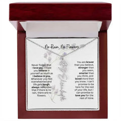 Birth Flower Necklace With Name I No Rain - No Flowers | For Bonus Daughter - Femstylo