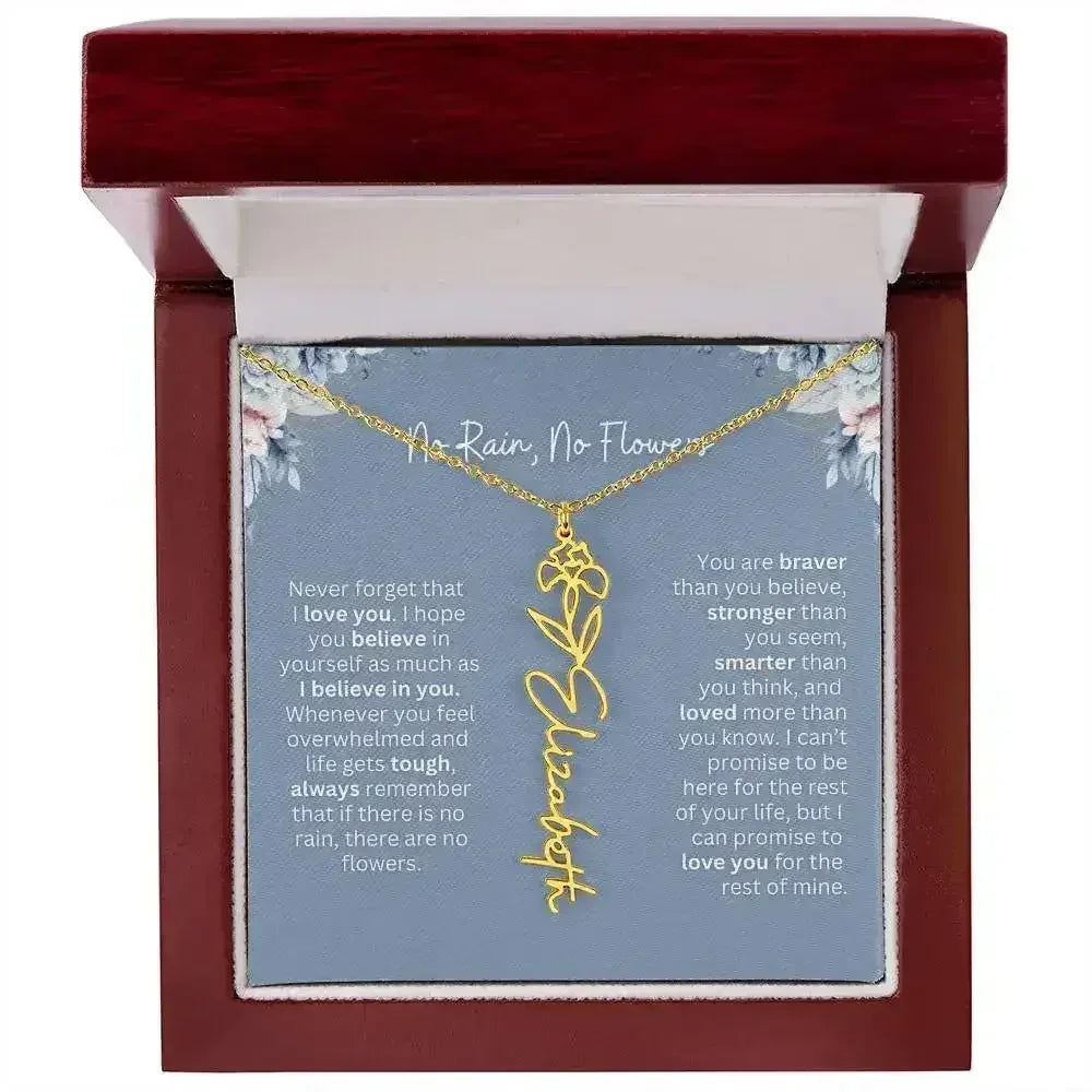 No Rain - No Flowers | Birth Necklace | Name Necklace | Custom Gift from Dad to Daughter and Bonus Daughter - Femstylo