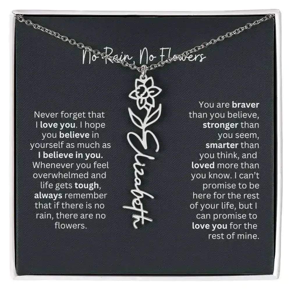 No Rain - No Flowers I Birth Necklace I Name Necklace - Femstylo