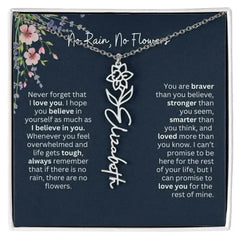 Birth Flower Necklace With Name I No Rain - No Flowers | Unique Jewelry for Daughter from Dad - Femstylo