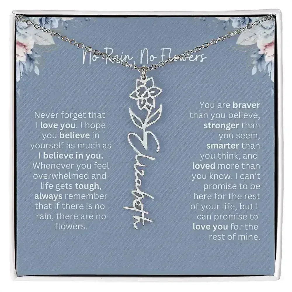 No Rain - No Flowers | Birth Necklace | Name Necklace | Custom Gift from Dad to Daughter and Bonus Daughter - Femstylo
