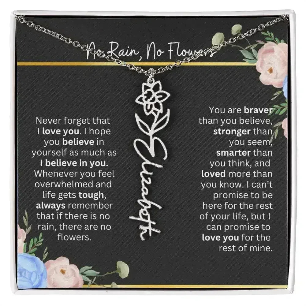 Inspirational No Rain No Flowers Necklace - Femstylo