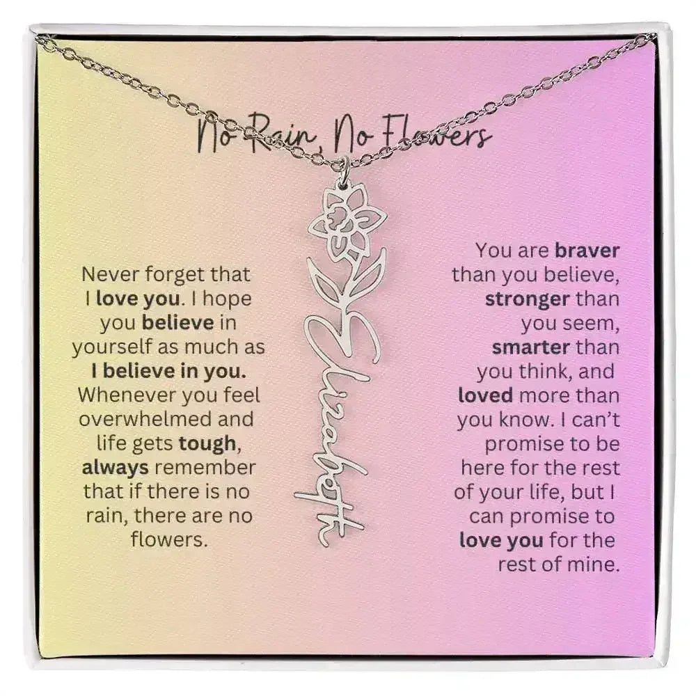 No Rain - No Flowers I Birth Necklace I Name Necklace I Pink - Femstylo