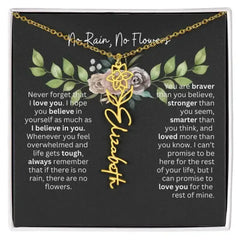 Birth Flower Necklace With Name I No Rain - No Flowers | Elegant Gift for Daughter - Femstylo