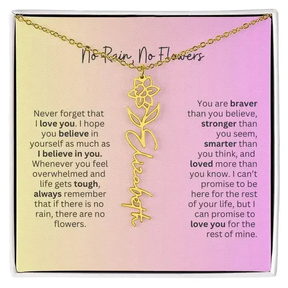 No Rain - No Flowers I Birth Necklace I Name Necklace I Pink - Femstylo