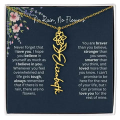 Birth Flower Necklace With Name I No Rain - No Flowers | Unique Jewelry for Daughter from Dad - Femstylo