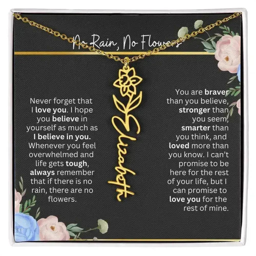 Inspirational No Rain No Flowers Necklace - Femstylo