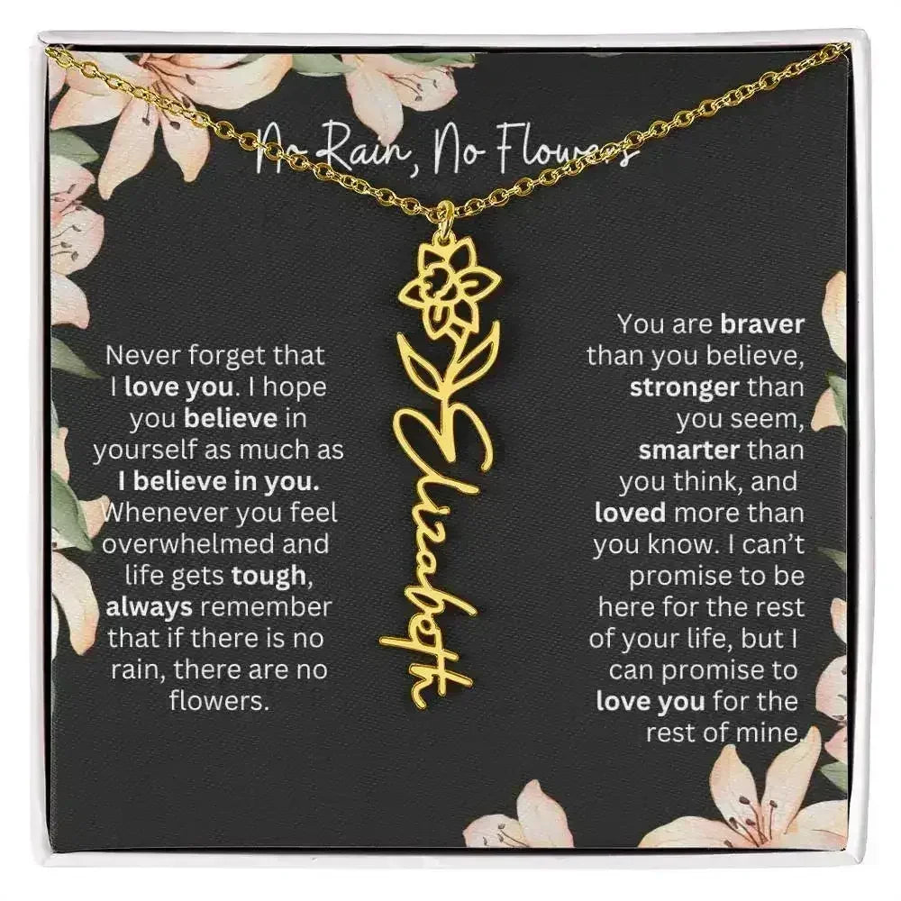 To My Beautiful Daughter Necklace I Birth Flower Necklace With Name I No Rain - No Flowers - Femstylo