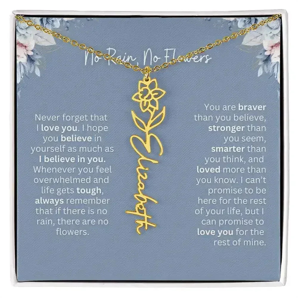 No Rain - No Flowers | Birth Necklace | Name Necklace | Custom Gift from Dad to Daughter and Bonus Daughter - Femstylo
