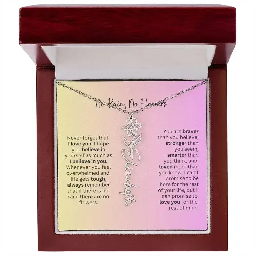 No Rain - No Flowers I Birth Necklace I Name Necklace I Pink - Femstylo