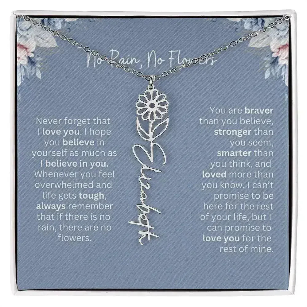 No Rain - No Flowers | Birth Necklace | Name Necklace | Custom Gift from Dad to Daughter and Bonus Daughter - Femstylo