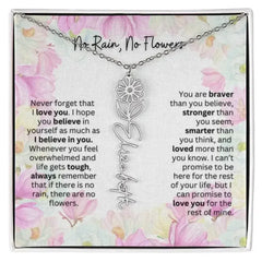 Birth Flower Necklace With Name I No Rain - No Flowers | Special Gift for Granddaughter - Femstylo