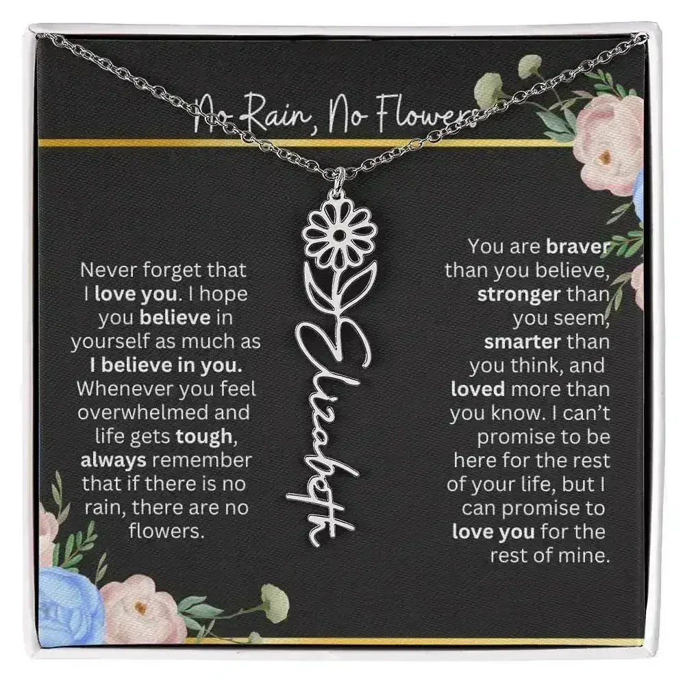 Inspirational No Rain No Flowers Necklace - Femstylo