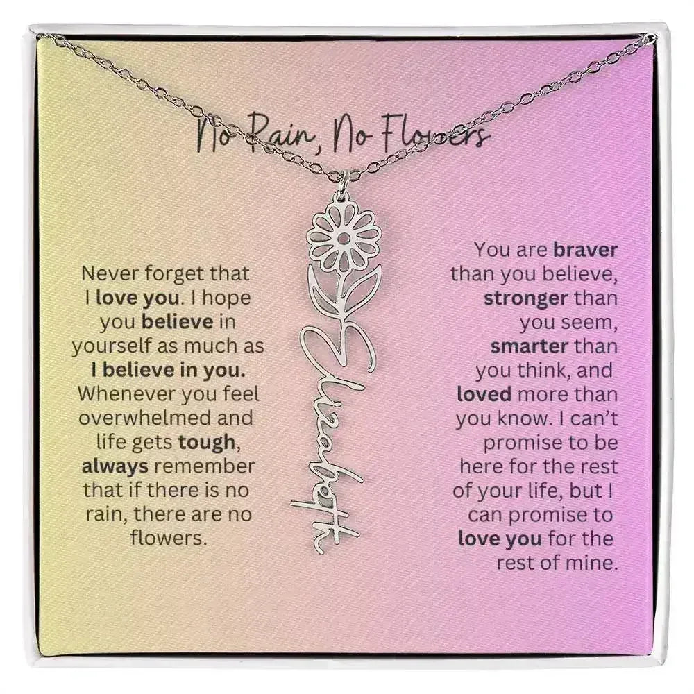 No Rain - No Flowers I Birth Necklace I Name Necklace I Pink - Femstylo