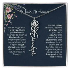 Birth Flower Necklace With Name I No Rain - No Flowers | Unique Jewelry for Daughter from Dad - Femstylo