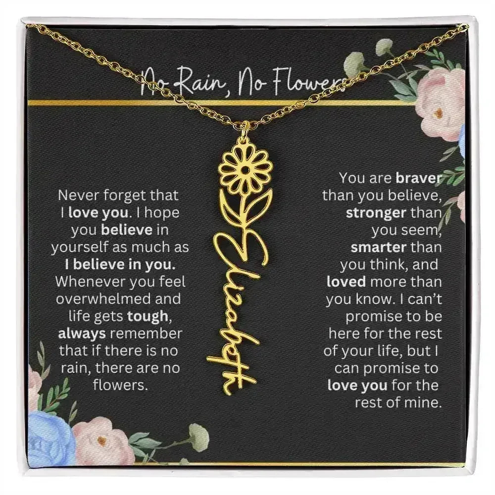 Inspirational No Rain No Flowers Necklace - Femstylo