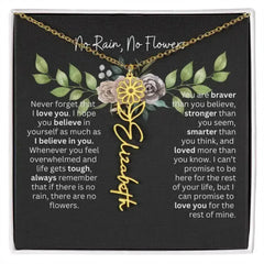 Birth Flower Necklace With Name I No Rain - No Flowers | Elegant Gift for Daughter - Femstylo