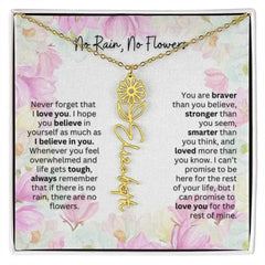 Birth Flower Necklace With Name I No Rain - No Flowers | Special Gift for Granddaughter - Femstylo