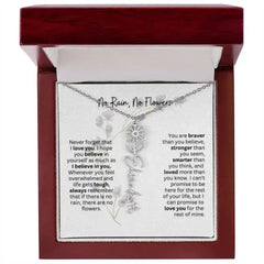 Birth Flower Necklace With Name I No Rain - No Flowers | For Bonus Daughter - Femstylo
