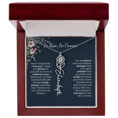 Birth Flower Necklace With Name I No Rain - No Flowers | Unique Jewelry for Daughter from Dad - Femstylo