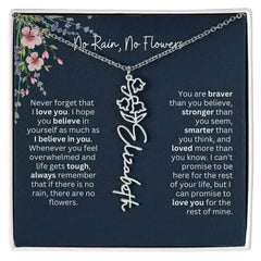 Birth Flower Necklace With Name I No Rain - No Flowers | Unique Jewelry for Daughter from Dad - Femstylo