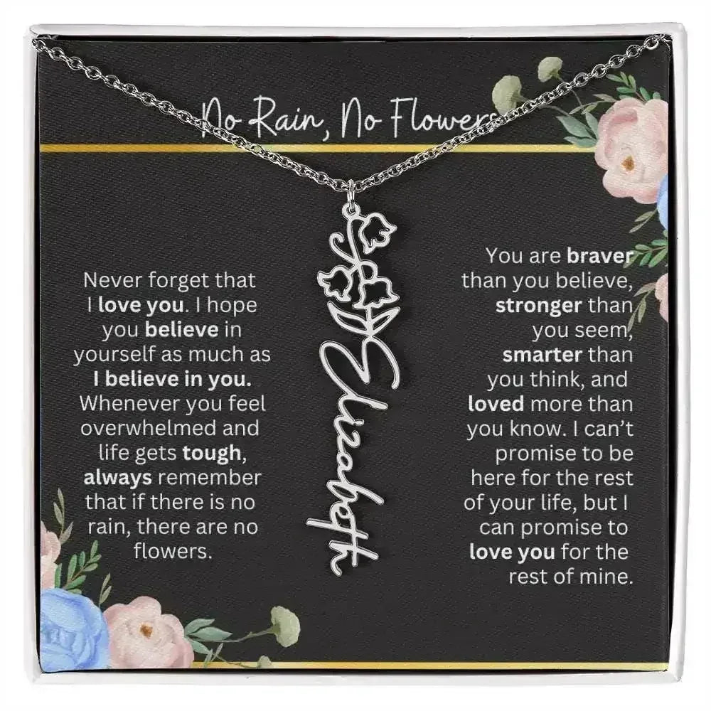 Inspirational No Rain No Flowers Necklace - Femstylo