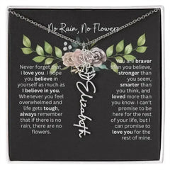 Birth Flower Necklace With Name I No Rain - No Flowers | Elegant Gift for Daughter - Femstylo