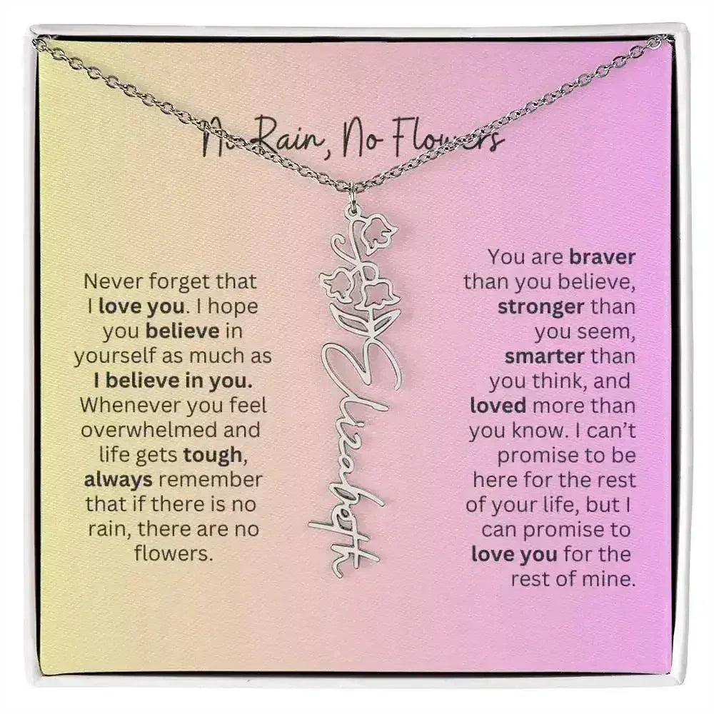 No Rain - No Flowers I Birth Necklace I Name Necklace I Pink - Femstylo