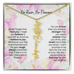 Birth Flower Necklace With Name I No Rain - No Flowers | Special Gift for Granddaughter - Femstylo