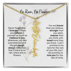 Birth Flower Necklace With Name I No Rain - No Flowers | For Bonus Daughter - Femstylo