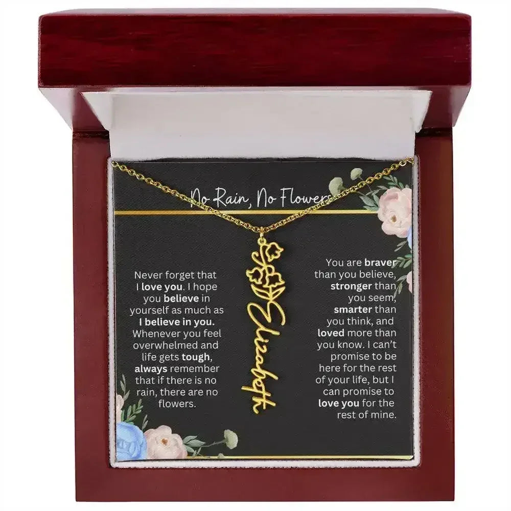Inspirational No Rain No Flowers Necklace - Femstylo