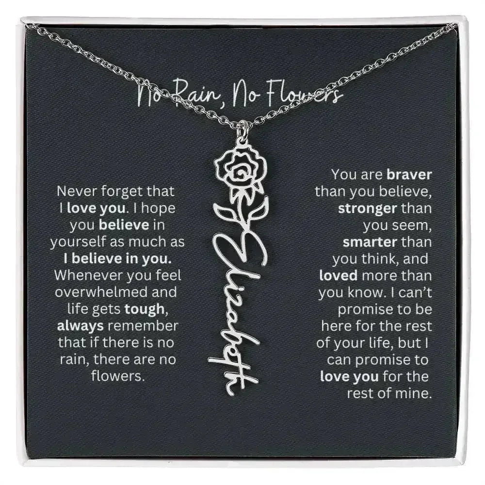 No Rain - No Flowers I Birth Necklace I Name Necklace - Femstylo