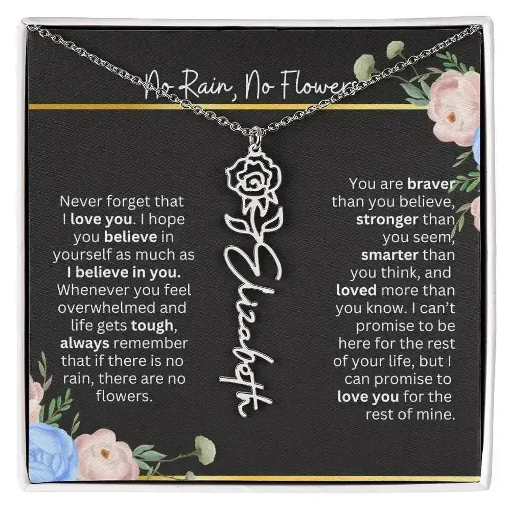 Inspirational No Rain No Flowers Necklace - Femstylo