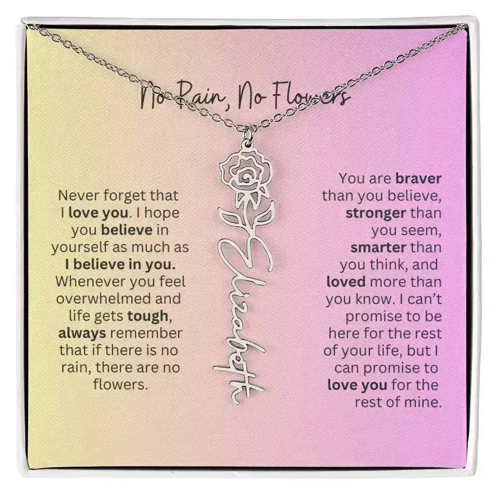 No Rain - No Flowers I Birth Necklace I Name Necklace I Pink - Femstylo