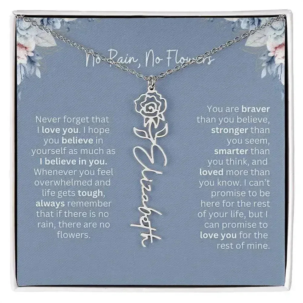 No Rain - No Flowers | Birth Necklace | Name Necklace | Custom Gift from Dad to Daughter and Bonus Daughter - Femstylo