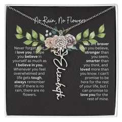 Birth Flower Necklace With Name I No Rain - No Flowers | Elegant Gift for Daughter - Femstylo