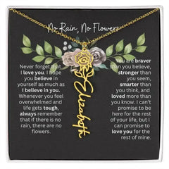 Birth Flower Necklace With Name I No Rain - No Flowers | Elegant Gift for Daughter - Femstylo